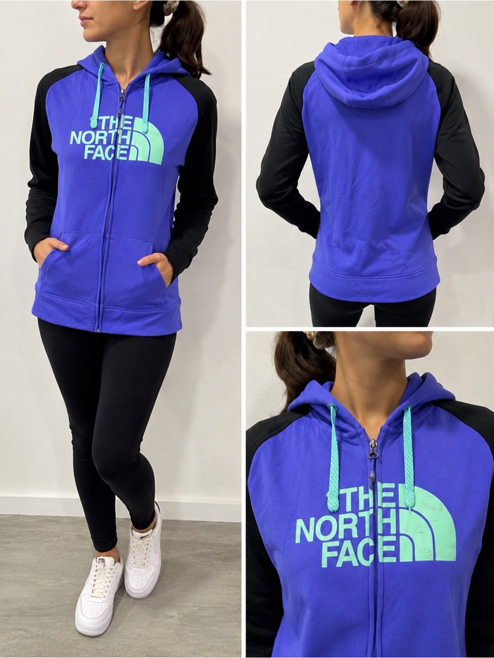 The North Face Women’s Purple & Black Zip Hoodie with Mint Logo